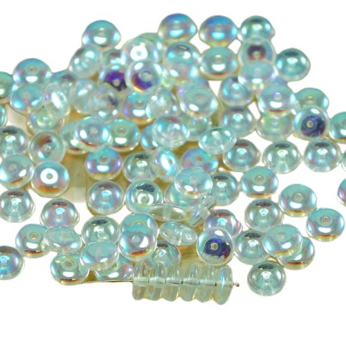 60pcs crystal ab mariage verre tchèque disque rondelle perles solo plat espaceur un trou de 6mm sku-27371