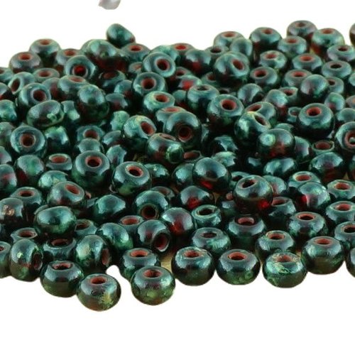 Anissa picasso cristal rouge rustique terreux tribal tour 5/0 tchèque en verre grand trou perles de  sku-33636