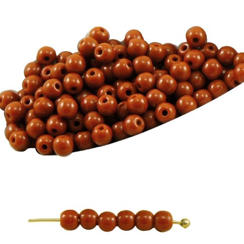 100pcs opaque brun chocolat ronde verre tchèque perles de petite entretoise graines rocailles 3mm sku-31663