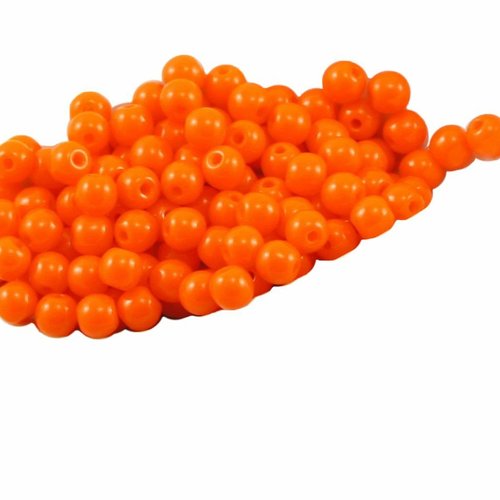 100pcs opaque orange halloween ronde verre tchèque perles de petite entretoise graines rocailles 3mm sku-31674