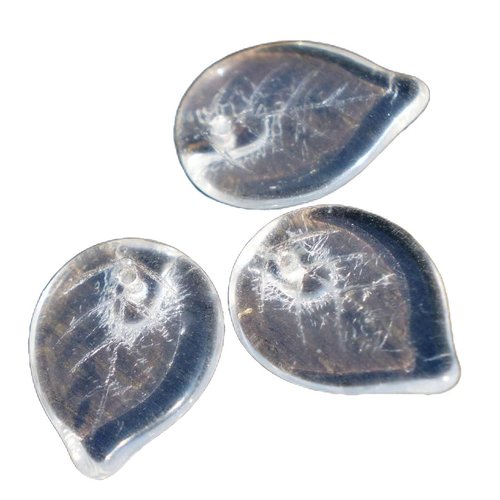10pcs gros cristal clair tchèque en verre de plat feuilles perles sculptées 18mm x 13mm sku-17016