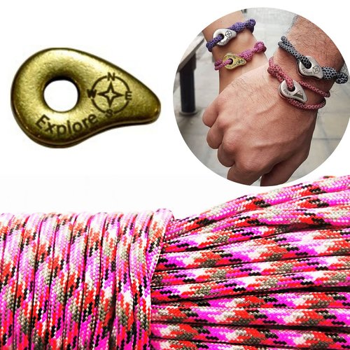 1 diy bracelet kraftika rose rayé explorer laiton antique plaqué métal zamak paracord des survie mes sku-260017