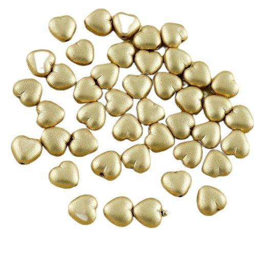 40pcs petit mat métallique en bronze doré verre tchèque cœur de perles mariage saint-valentin 6mm sku-30121