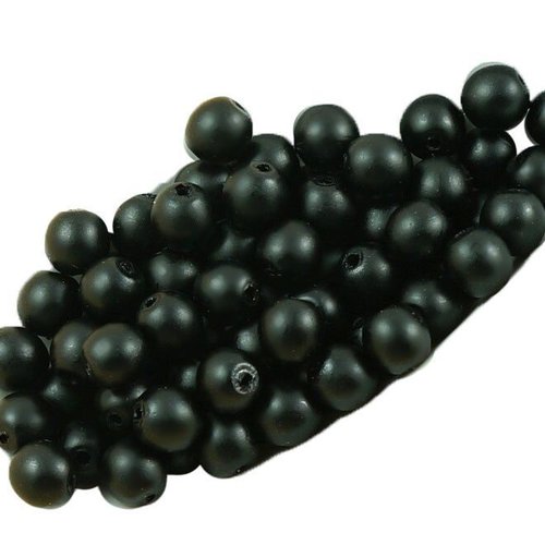 100pcs noir mat perles ronde druk entretoise de semences verre tchèque 4mm sku-35626