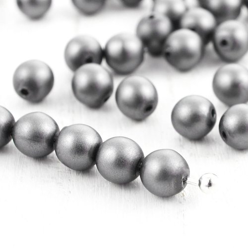 100pcs gris perles imitation mat ronde druk entretoise de semences verre tchèque 4mm sku-35635