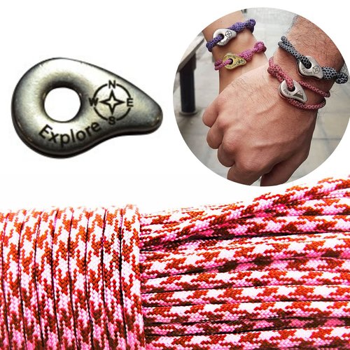 1 diy bracelet kraftika rose marron explorer 999 argent antique plaqué métal zamak paracord des surv sku-259911