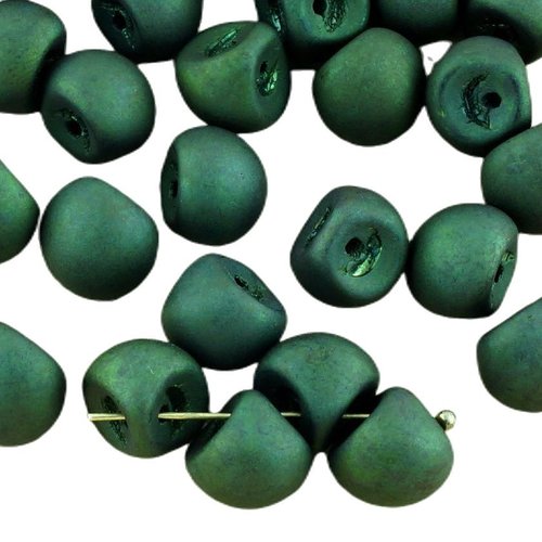 12pcs métallique mat vert bronze lustre grand champignon bouton de verre tchèque perles 9mm x 8mm sku-34405
