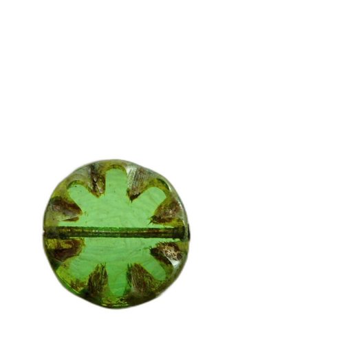 4pcs picasso cristal péridot vert fenêtre plat sculpté à la table de fleur coupée pièce monnaie tchè sku-32887