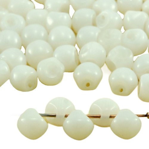 30pcs blanc albâtre opale champignon bouton tchèque perles de verre 5mm x 6mm sku-32392