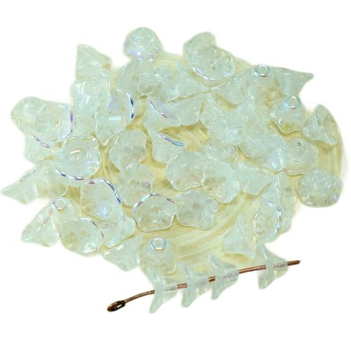40pcs ab cristal de verre tchèque bell fleur perle bouchons 7mm x 5mm sku-26788