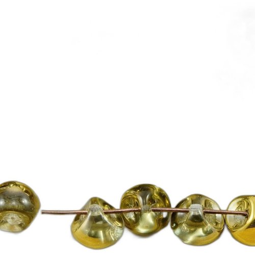 12pcs crystal metallic or la moitié de champignons bouton verre tchèque perles 9mm x 8mm sku-30921