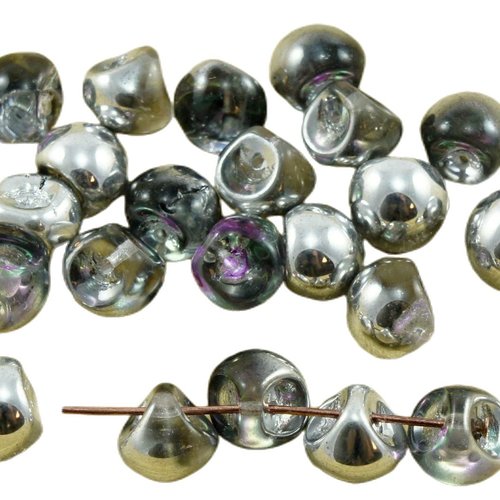 12pcs crystal silver metallic violet clair dichroïque vitrail de la moitié champignons bouton verre  sku-30922