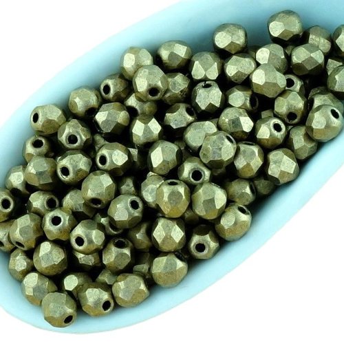 100pcs mat métallisé or bronze ronde à facettes feu poli petite entretoise de verre tchèque perles 3 sku-34550