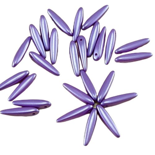 30pcs pastel lilas violet perles de verre tchèque preciosa épine poignard feuille plate 5 mm x 16mm sku-26879