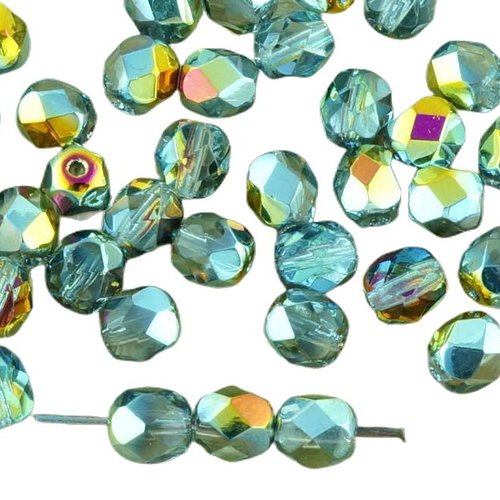 40pcs cristal métallique marea or demi-rond à facettes feu poli entretoise de verre tchèque perles 6 sku-34611