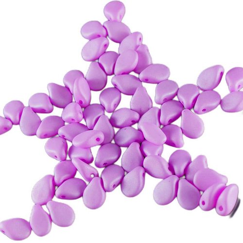 60pcs soie matte violet pip perles de verre tchèque preciosa pressé plat pétale fleur 5mm x 7mm sku-19346