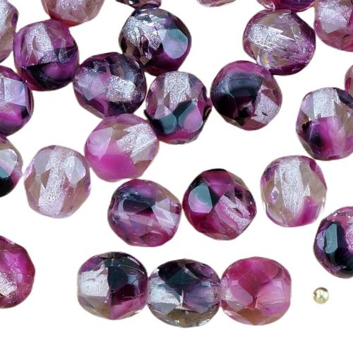 40pcs cristal pourpre violet mix ronde à facettes feu poli entretoise de verre tchèque perles 6mm sku-33293