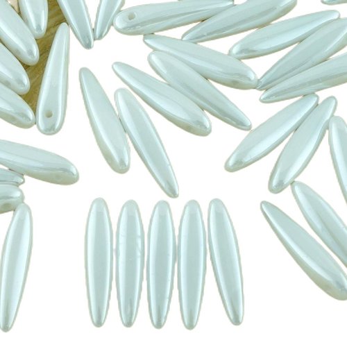30pcs opaque lustre blanc preciosa épine poignard plat de feuilles verre tchèque perles 5mm x 16mm sku-32298