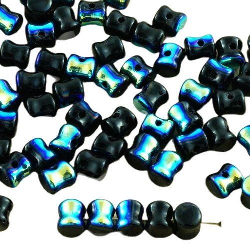60pcs noir ab moitié pellet tchèque perles de verre pellet preciosa pressé 4 mm x 6 sku-31288
