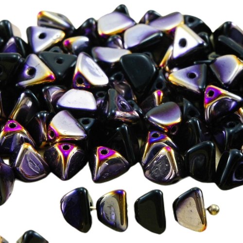 50pcs opaque jet noir métallique sliperit iris pourpre demi-gros de la moitié pincée triangle entret sku-33868