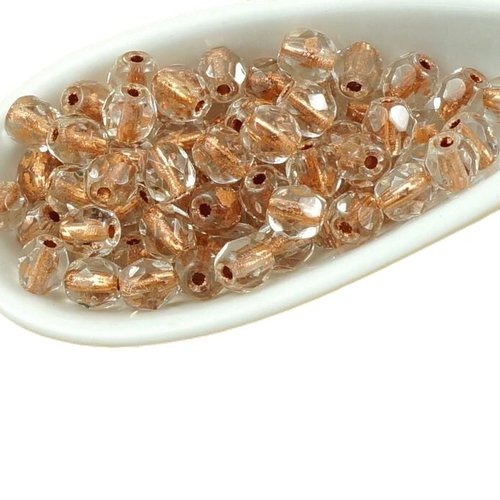 100pcs cristal de cuivre doublé ronde à facettes feu poli entretoise tchèque perles verre 4mm sku-35525