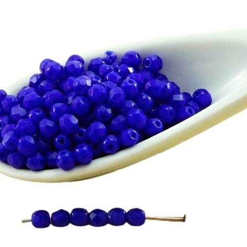 100pcs noir opaque bleu saphir ronde à facettes feu poli petite entretoise de verre tchèque perles 3 sku-33482