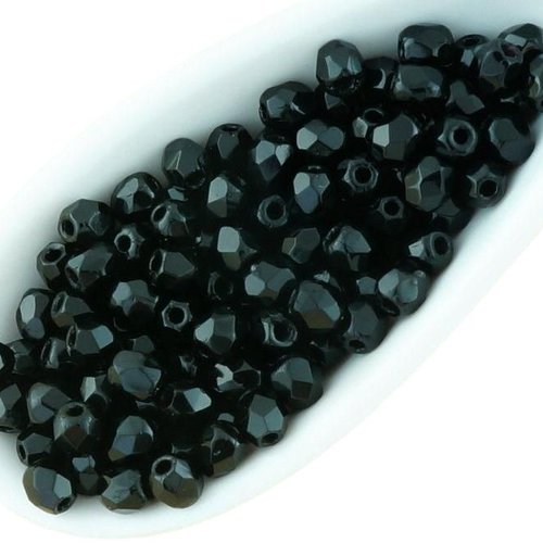100pcs opaque noir de jais halloween ronde à facettes feu poli petite entretoise verre tchèque perle sku-33060