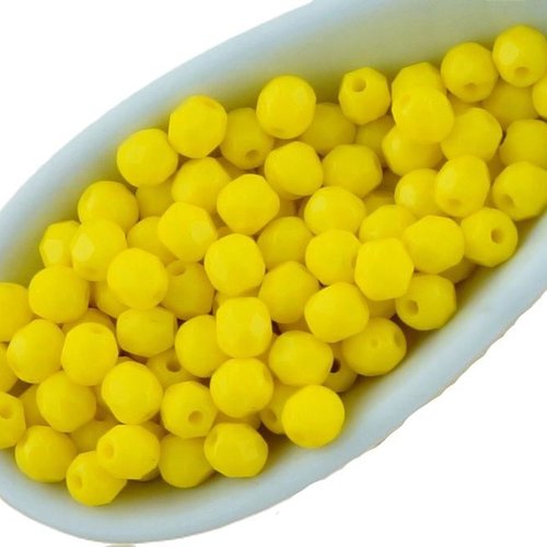 100pcs opaque citrine jaune citron ronde à facettes feu poli petite entretoise de verre tchèque perl sku-32991