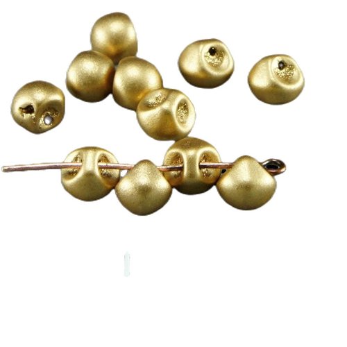 Mat or champignon bouton de verre tchèque perles 6mm x 5mm 30pcs sku-26407