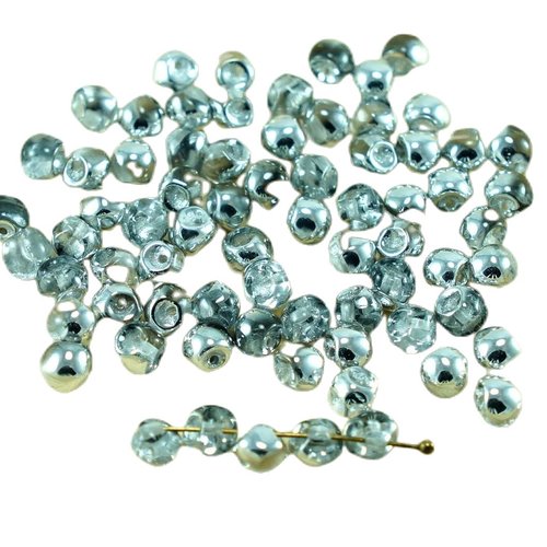 Nouvelle forme de cristal d'argent la moitié plus petit champignon bouton tchèque perles verre 4 mm  sku-27438