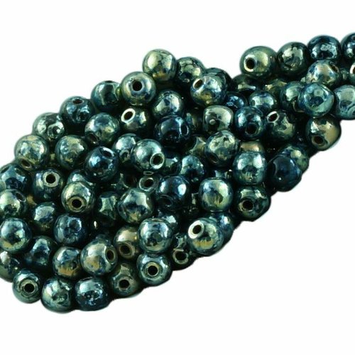 100pcs jet noir argent picasso ronde verre tchèque perles de petit écarteur 3mm sku-31227