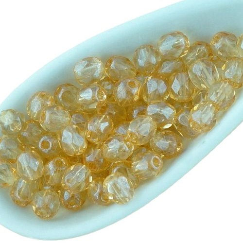 100pcs cristal jaune orange lustre rond à facettes feu poli petite entretoise tchèque perles de verr sku-33168