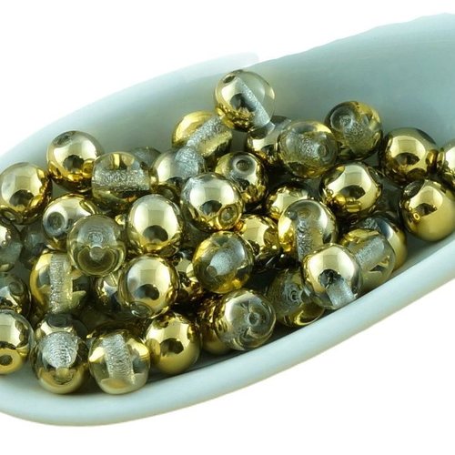 100pcs crystal metallic gold demi tour druk verre tchèque pressé perles de petite entretoise 4mm sku-31171