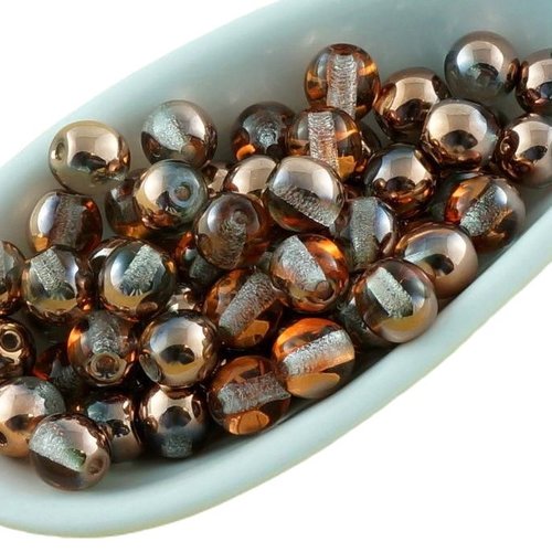 100pcs cristal métallique capri d'or de cuivre demi-tour druk verre tchèque pressé perles petite ent sku-31173