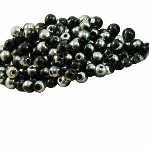 100pcs jet noir metallic dark silver demi-rond verre tchèque perles de petite entretoise graines roc sku-31708