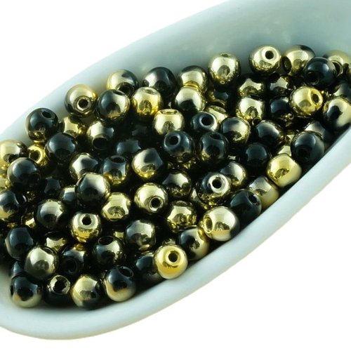 100pcs metallic or noir opaque demi-rond verre tchèque perles de petit écarteur 3mm sku-31224