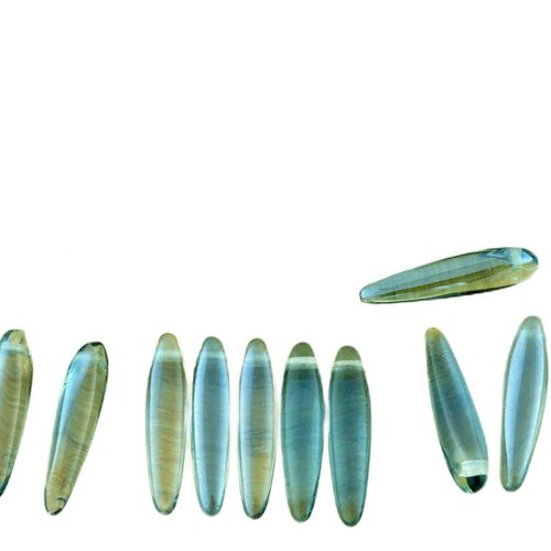 30pcs argent cristal lustre de la moitié preciosa épine poignard plat feuilles verre tchèque perles  sku-32288