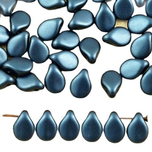 60pcs pastel nacré bleu marine pip preciosa fleur plat de pétales verre tchèque perles 5mm x 7mm sku-35424