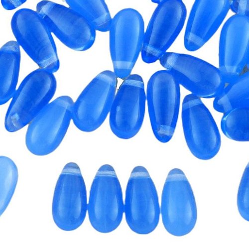 30pcs cristal bleu opale de larme une poire verre tchèque perles 12 mm x 5mm sku-34403