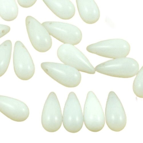 30pcs blanc albâtre opale de larme une poire verre tchèque perles 12 mm x 5mm sku-35430