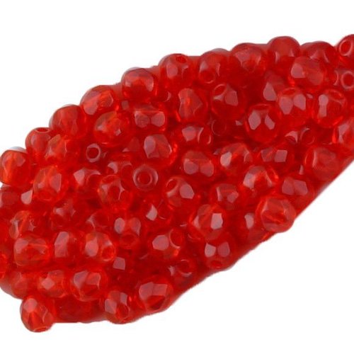 100pcs cristal rouge rubis clair ronde à facettes feu poli petite entretoise halloween verre tchèque sku-33467