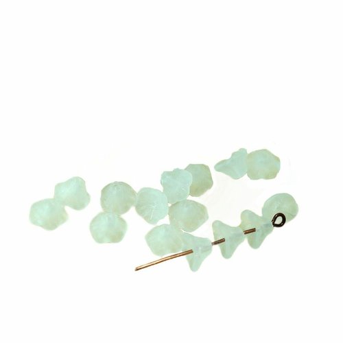 40pcs blanc mat verre tchèque bell fleur de perle bouchons 7mm x 5mm sku-26815