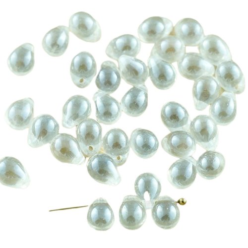 40pcs cristal de lustre verre tchèque en forme larme perles 5mm x 7mm sku-28968