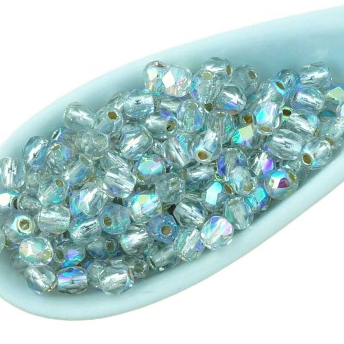 100pcs argent cristal doublé ab demi-rond à facettes feu poli petite entretoise de verre tchèque per sku-34565