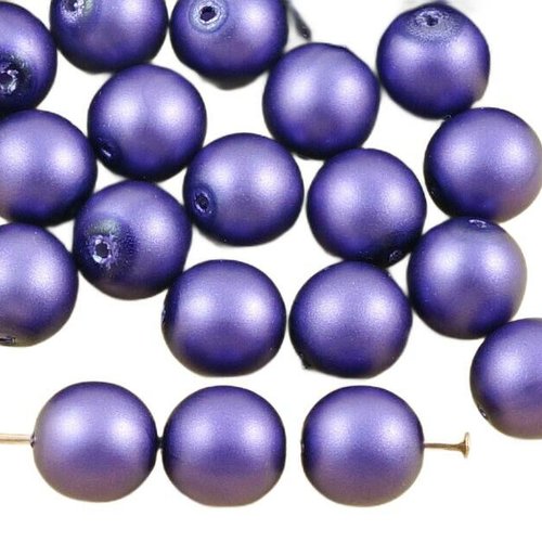 20pcs perles imitation mat violet rond druk entretoise de semences verre tchèque 8mm sku-35659