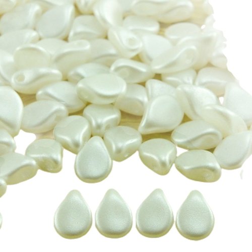 60pcs pastel perles d'albâtre blanc neige pip preciosa fleur plat de pétales verre tchèque 5mm x 7mm sku-33746