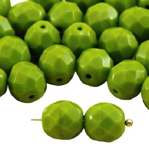 20pcs opaque de l'olivine vert olive ronde à facettes feu poli entretoise verre tchèque perles 8mm sku-33316