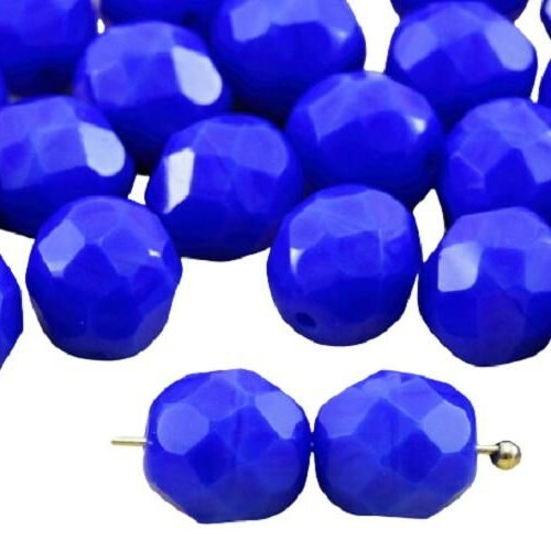 20pcs opaque medium dark bleu saphir ronde à facettes feu poli entretoise de verre tchèque perles 8m sku-33317