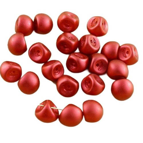 12pcs mat lave champignon rouge bouton tchèque perles de verre 9mm x 8mm sku-30304