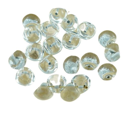 12pcs cristal d'argent bordée de champignons bouton verre tchèque perles 9mm x 8mm sku-30305